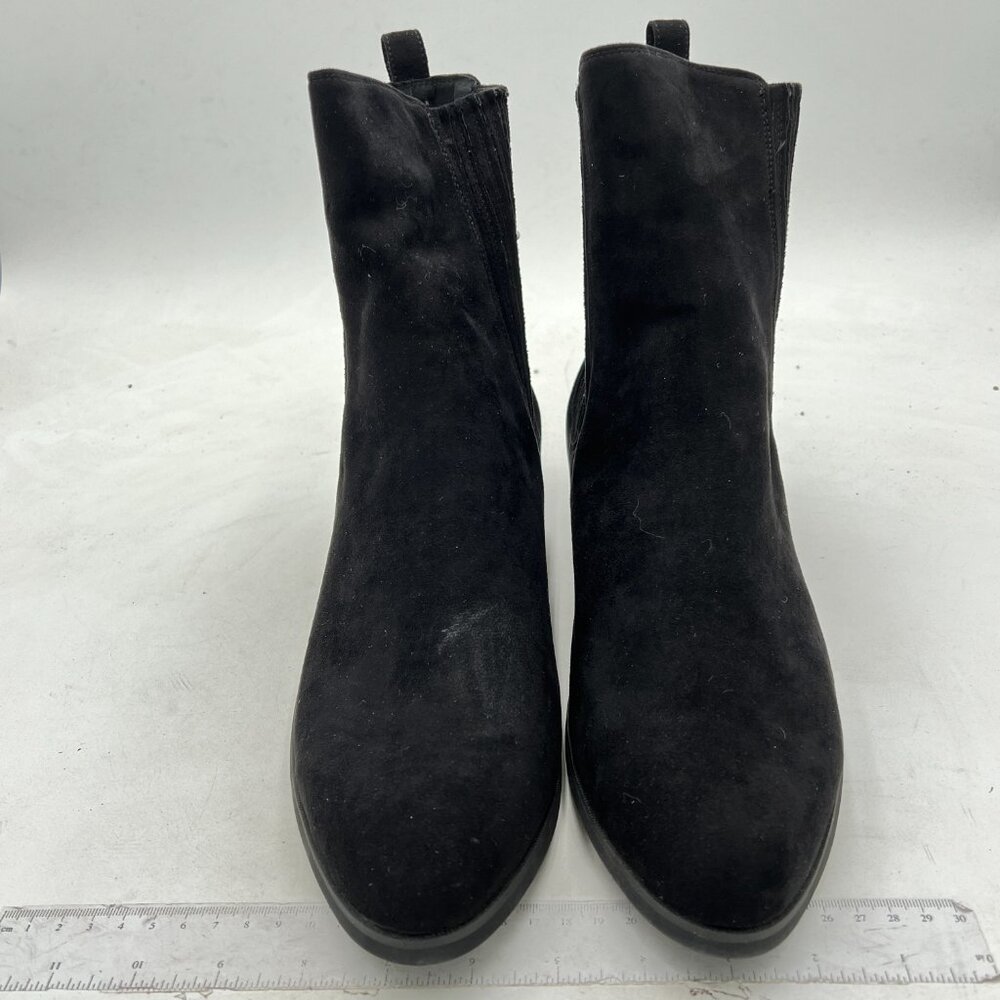 Black Suede Retro Elastic Low Chunky Block Heel P… - image 2